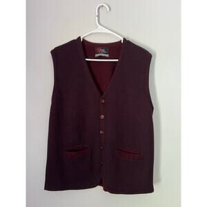 Nore Men's Button Down Knit Vest Size M Italian Merino Wool Burgundy